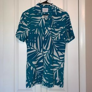 Men’s White & Teal Duvin Button Down